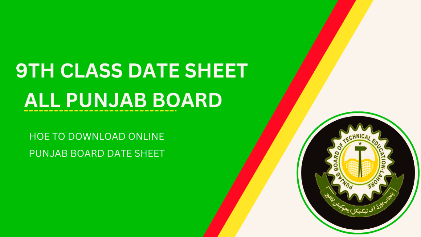 Punjab Board 9th Class Tentative Date Sheet 2024